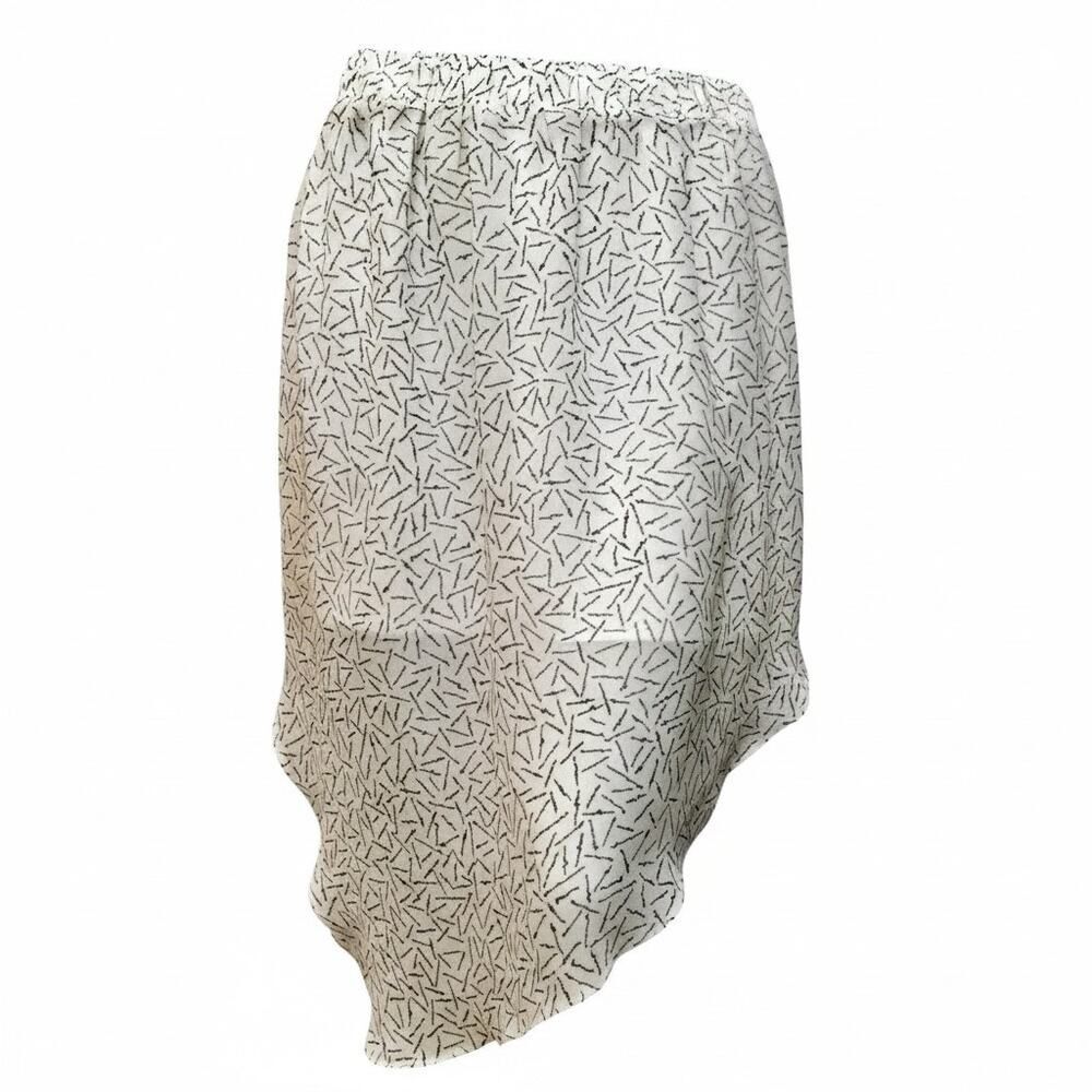 BCBGeneration Asymmetric Skirt White Gray Print Midi Womens M